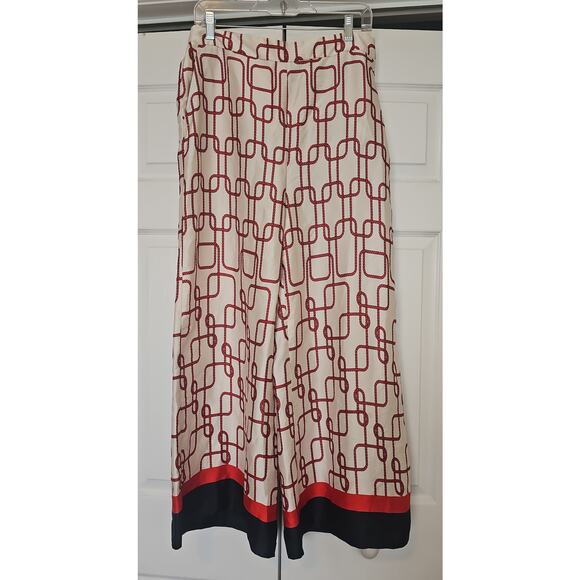 Zara Nautical Knot Flowy Trousers Pants Womens XL Wide Leg Knot Print Coastal - Picture 10 of 12